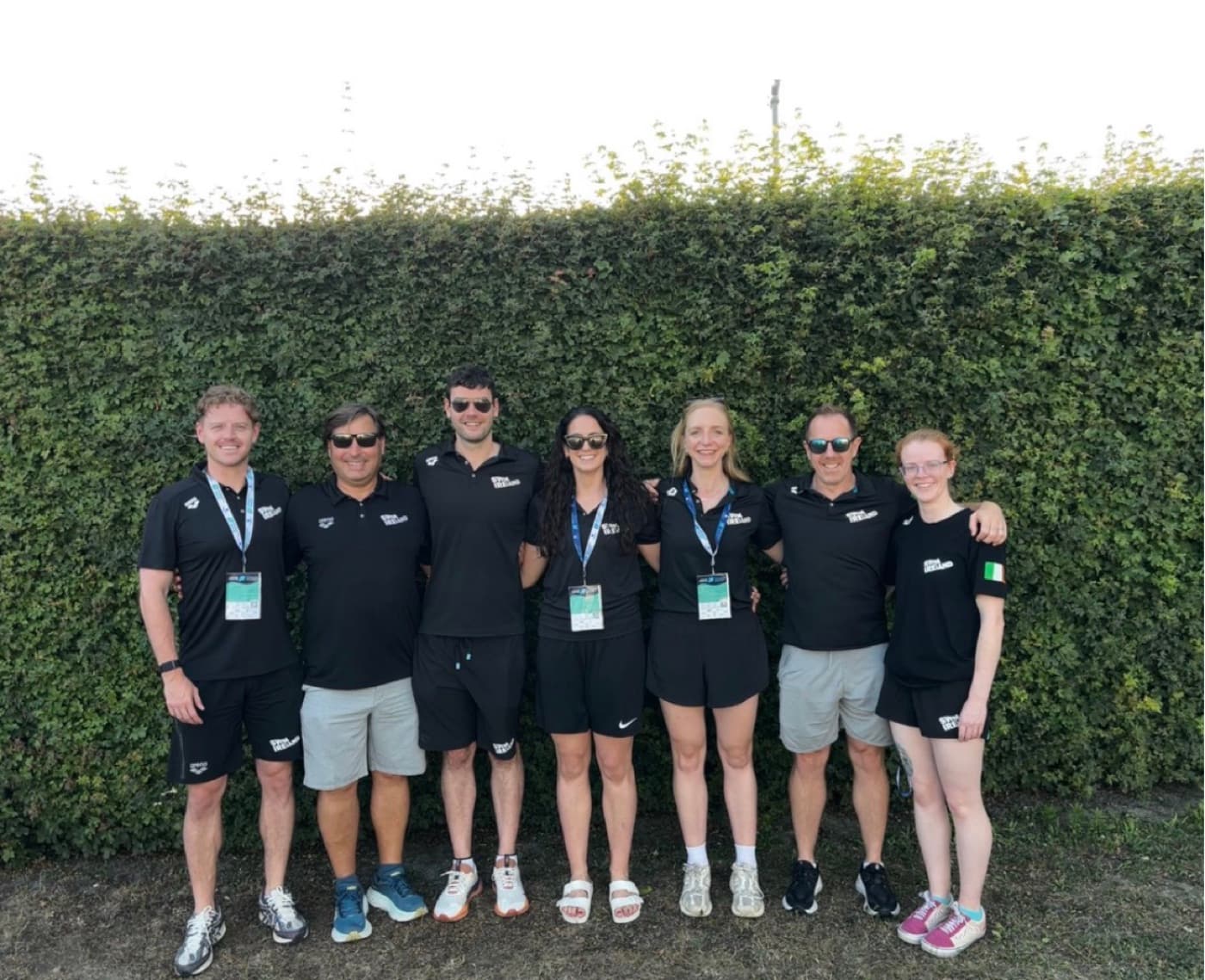 Eimear Keane with the Swim Ireland support team at an international competition